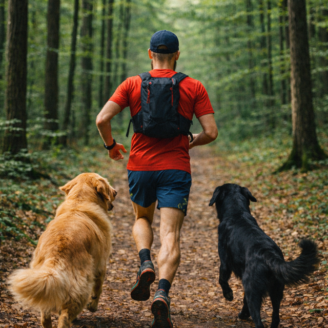 Lukáš Czerner trail running with dogs