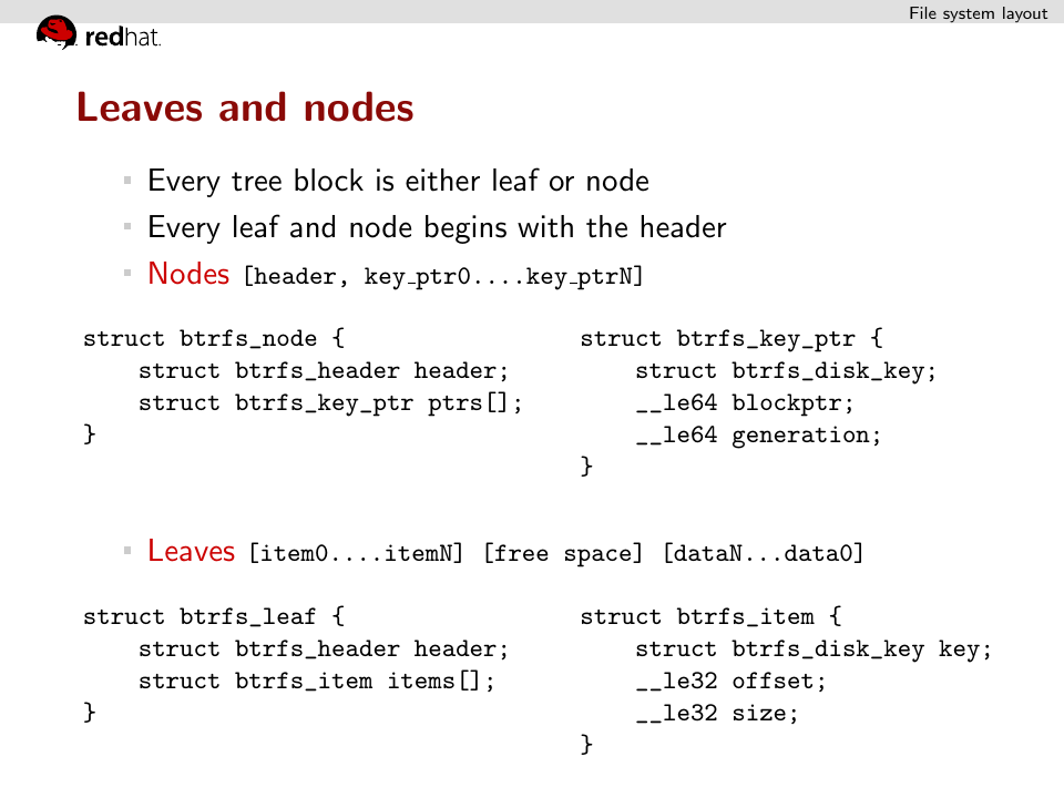 Slide 14 of Btrfs: Design, Implementation and the Current Status